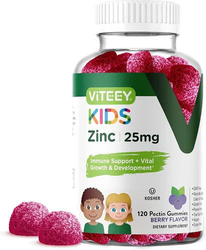 Viteey Gomitas de zinc para niños, 25 mg - Apoyo inmunológico para niños y adolescentes - Potente antioxidante natural, suplemento de vitamina de
