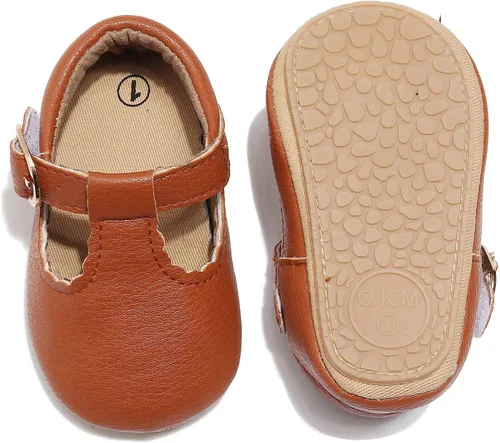 Miniatura 4 de HONGTEYA Zapatos planos Mary Jane para bebés y niñas, antideslizantes, para los primeros pasos, suela suave, piel sintética, zapatos de cuna