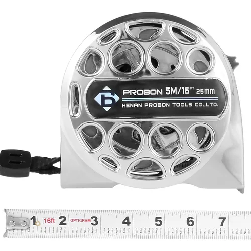 Cinta métrica de 16 pies, cinta métrica retráctil de escala de doble cara de acero inoxidable, regla métrica resistente a caídas y al desgaste,
