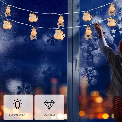 Miniatura 8 de Linda luz nocturna de vaca, de granja, con leche, vaca, funciona con pilas, 3M, 20 LED, decoración de hadas para niños, niñas, dormitorio