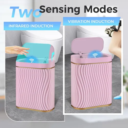 Miniatura 7 de Ogikey Cubo de basura pequeño para baño con tapa automática sin contacto, bote de basura inteligente de 2.6 galones, contenedor de basura estrecho e