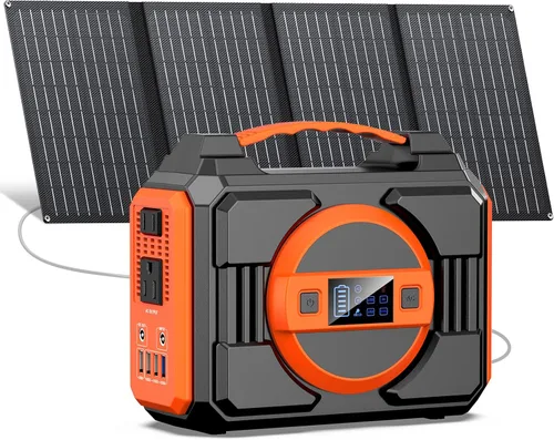 Generador de Energía Solar de 300W Nominal, Estación de Energía Generador Solar Portátil con Paneles Solares de 40W Incluidos, Banco de Energía