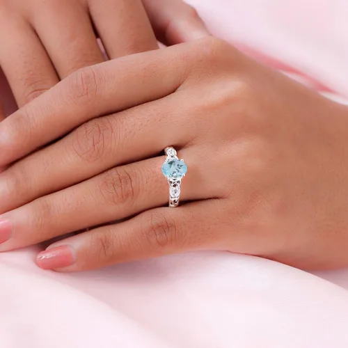 Miniatura 2 de Compra hermosos anillos de compromiso LC para mujer, piedra de topacio azul, plata de ley 925, piedra natal de amor, Metal, Topacio