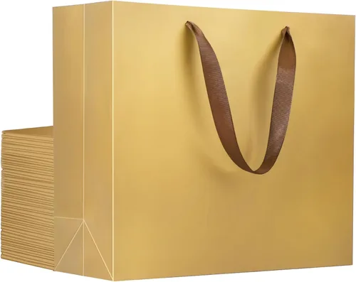Miniatura 17 de EUSOAR Bolsas de Regalo Grandes Azul Marino, Paquete de 25 - Bolsas de Papel de Compras de 12.5"x4.5"x11" con Asas para Negocios, Manualidades
