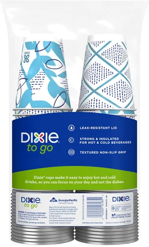 Miniatura 2 de Dixie To Go Vasos de papel desechables con tapa resistente a fugas, 12 onzas, 60