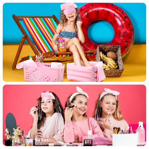 Miniatura 6 de Kit de spa de 85 piezas, kit de arte de uñas, suministros para fiesta de pijamadas con bañera inflable de 12.5 x 12.5 pulgadas, toalla de baño