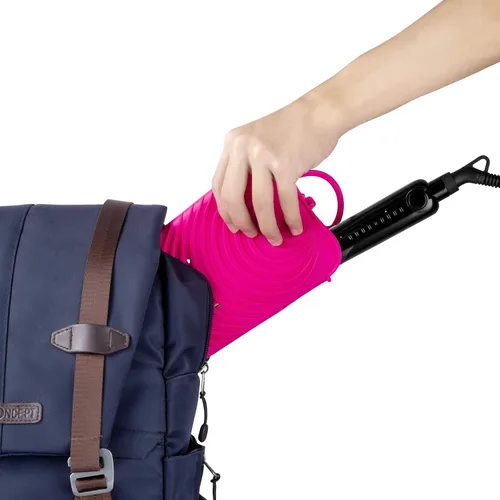 Miniatura 4 de ZAXOP Funda de silicona resistente al calor para plancha plana, rizador, herramientas de pelo caliente (rosa intenso)