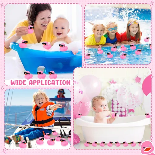 Miniatura 5 de Sosation 36 Paquetes de Patitos de Goma Mini con Juego de Gafas de Sol de 2.2 Pulgadas, Patitos de Goma Chistosos y Sonorosos para Baño, Flotadores