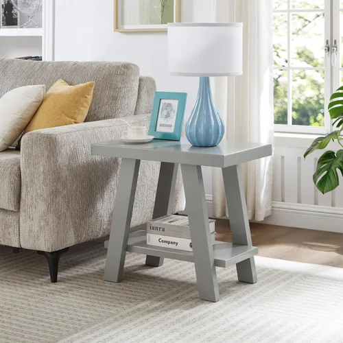 Miniatura 15 de Roundhill Furniture Athens Mesa Auxiliar Contemporánea de Madera con Estante, Negro