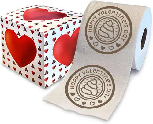 Miniatura 11 de Printed TP You're Booty-ful - Papel higiénico impreso para regalo de broma, divertido rollo de papel higiénico para San Valentín, decoración de Rojo