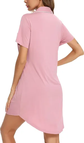 Miniatura 4 de FERDAT Camisón de pijama con botones para mujer, manga larga, talla S-XXL