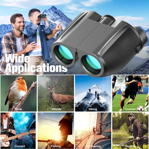 Miniatura 5 de Prismáticos de 12 x 50 para adultos y niños, binoculares de visión nocturna, binoculares compactos e impermeables, binoculares de campo amplio