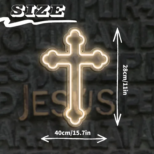 Miniatura 3 de Letreros de neón con cruz de Jesús, luces de pared de neón cruzadas, lámpara de arte colgante para el hogar, habitación, boda, fiesta, decoración