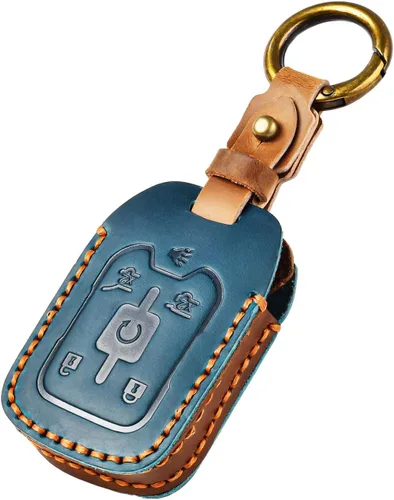 Miniatura 8 de OFFCURVE Funda de cuero para llave de automóvil Chevy GMC, compatible con Chevrolet Silverado Suburban Tahoe GMC Acadia Sierra Terrain Yukon Smart