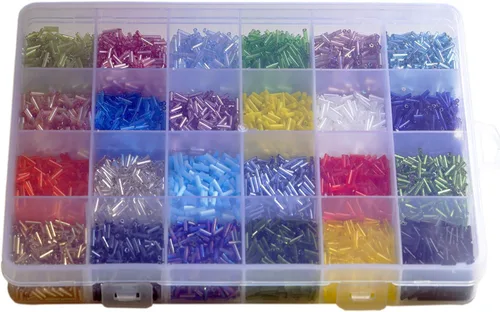 Miniatura 3 de Crafts Cuentas de cristal para corneta de 0.236 in, cuentas espaciadoras de tubo, agujas con caja organizadora para hacer joyas