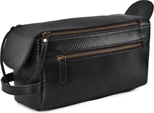 LEATHER VILLAGE Kit Dopp 2, Negro carbón