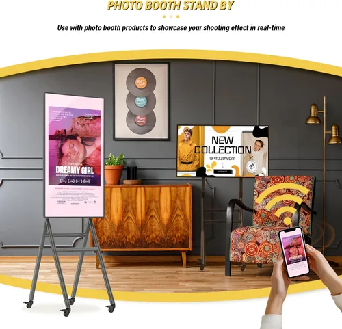 Miniatura 2 de MWE Pantalla de señalización digital móvil de 43 pulgadas, pantalla táctil UHD portátil para publicidad, póster de quiosco, publicación