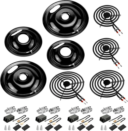 Miniatura 11 de Sartenes de goteo para estufa eléctrica y quemador de estufa MP22YA de repuesto para estufa eléctrica W-hirlpool Ken-more Ama-na, 2 x 6 pulgadas y 2