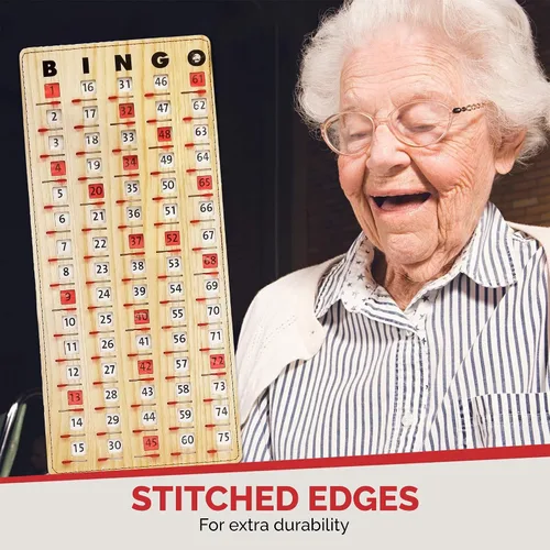 Miniatura 8 de MR CHIPS Tarjeta Maestra de Bingo con Punta de Dedo Anti-Atasco con Ventanas Deslizantes Tarjetas de Cartón Grande para Cantar Estilo Beige Tablero