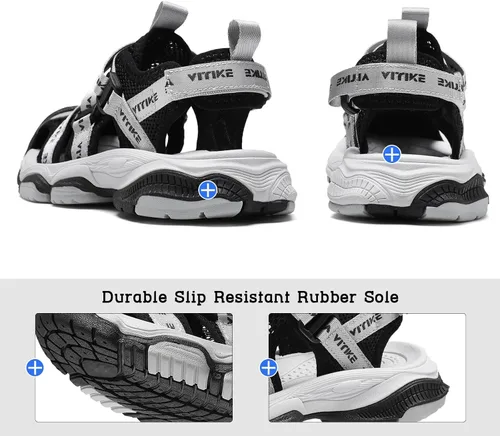 Miniatura 50 de JMFCHI Sandalias deportivas de verano para niños y niñas, sandalias de punta cerrada para exteriores, zapatos atléticos para agua, sandalias