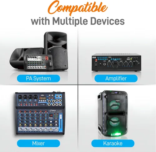 Miniatura 3 de Pyle Sistema de micrófono inalámbrico de 2 canales, juego de micrófono digital UHF portátil con 2 auriculares, 2 solapas, 2 transmisores, cable de ¼