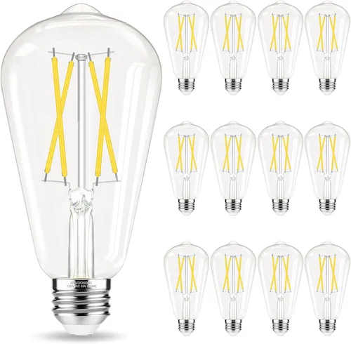 Miniatura 11 de GvvooHome Bombillas LED Edison, bombilla E26 equivalente a 60 vatios, no regulable, blanco frío 4000 K, bombillas vintage ST58, 90+ CRI, 6 W 600 LM