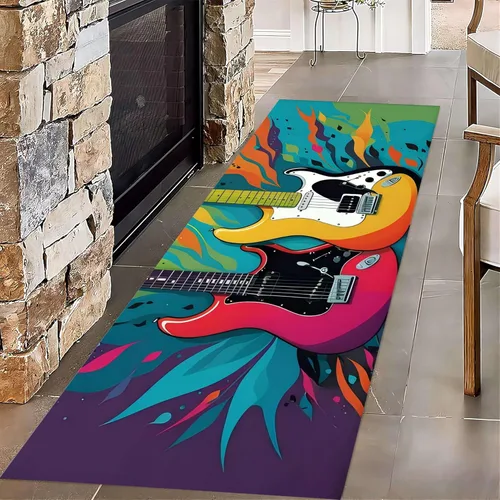 Miniatura 12 de Alfombra de pasillo de piano, 2 x 7 pies, retro, teclado de piano blanco y negro, tapete antideslizante para interiores, para amantes de la música