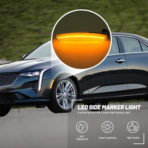 Miniatura 3 de Lentes transparentes CT4 LED para luces de marcador lateral para 2020-2023 Cadillac CT4, luces LED ámbar para parachoques delantero, luces de señal
