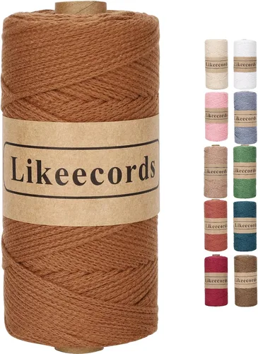 Miniatura 22 de Likeecords Cuerda de algodón 100% hilo de ganchillo de 0.079 pulgadas, cuerda trenzada de macramé, cuerda de macramé, hilo de ganchillo para regalo