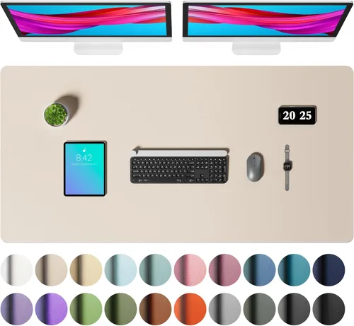 Miniatura 47 de Aothia - Protector de escritorio de cuero sintético, base para mouse, superficie antideslizante e impermeable para escribir y para laptop