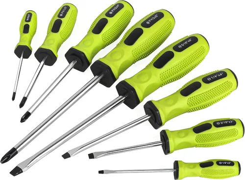 FASTPRO Juego de destornilladores magnéticos de 8 piezas con 4 Phillips y 4 puntas ranuradas, kit de herramientas de reparación de destornilladores