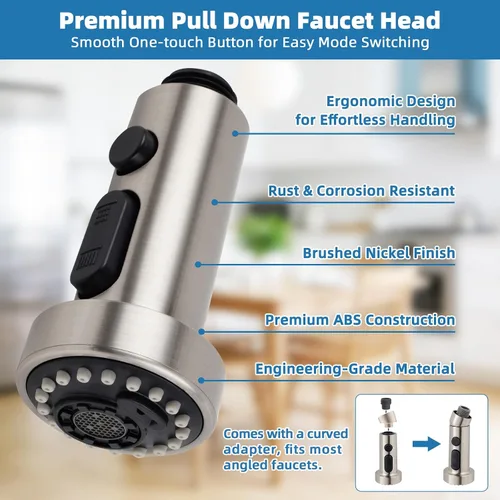 Miniatura 3 de Hibbent Cabezal de Grifo de Cocina Desplegable de Reemplazo, Boquilla de Rociador de Fregadero de 3 Funciones con 15 Adaptadores, Compatible