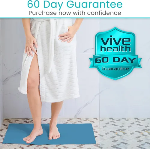Miniatura 9 de Vive Tapete de baño antideslizante con ventosas, tapete de goma extragrande de 28 x 16 pulgadas para seguridad y comodidad, agarre patentado que