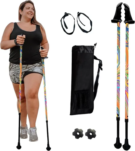 Miniatura 14 de York Nordic Bastones de senderismo motivadores grandes y altos para equilibrio y rehabilitación, 2 piezas, fuertes bloqueos de botón, patas de goma