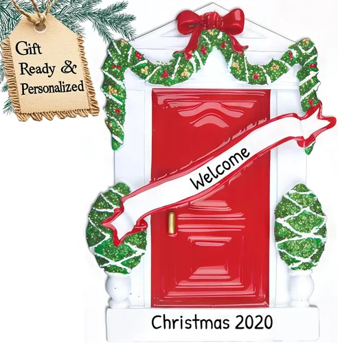 Miniatura 8 de Adorno personalizado de nuestro nuevo hogar 2025 Nombre y año personalizados Decoración de recuerdo de puerta marrón para propietario de casa