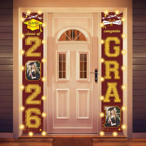Miniatura 34 de Decoraciones personalizadas para fiestas de graduación 2026 – Cartel de felicitación de graduación grande – Cartel de fondo de graduación
