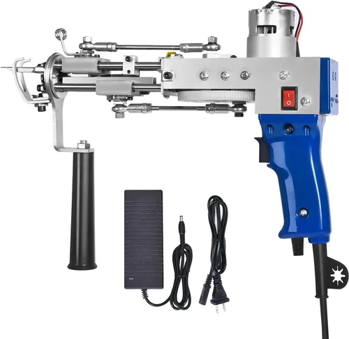 Kit de iniciación 2 en 1 con pila y bucle de corte para pistola de alfombra eléctrica, para amantes de Tufting Azul