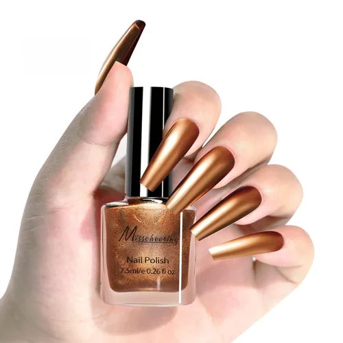 Miniatura 23 de Esmalte de Uñas Dorado Champán con Efecto Espejo Metálico, Laca de Uñas Brillante de Secado Rápido y Larga Duración, Cromo para Manicura DIY