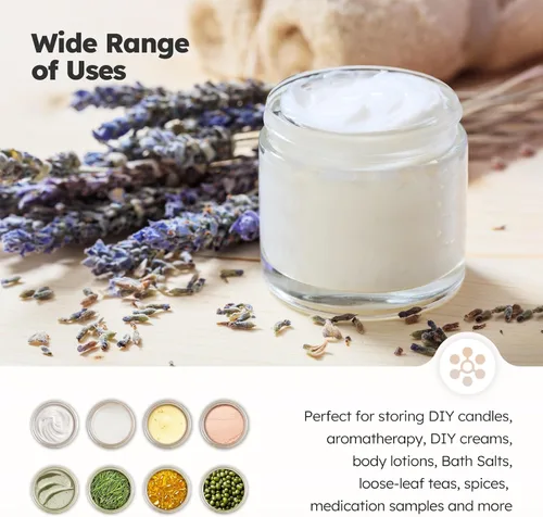 Miniatura 7 de 2 OZ Glass Jars with Lids, 24 Pack Small Glass Containers with Plastic Woodgrain Lids & Inner Liners, Reusable Travel Containers for Creams, Makeup