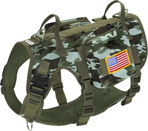 Miniatura 13 de Arnés para perro Forestpaw tamaño mediano, arnés táctico para perro con asa, chaleco de servicio sin tirones estilo militar para perros
