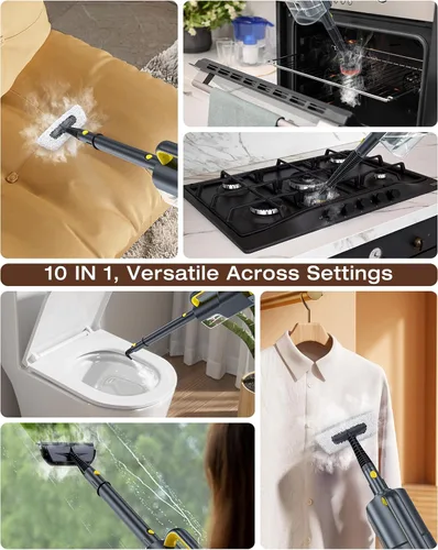 Miniatura 4 de LABIGO Trapeador de vapor 10 en 1 con vaporizador de mano desmontable, tanque de 350ml, calentamiento en 10s, vaporizador de 248°F, control de 2