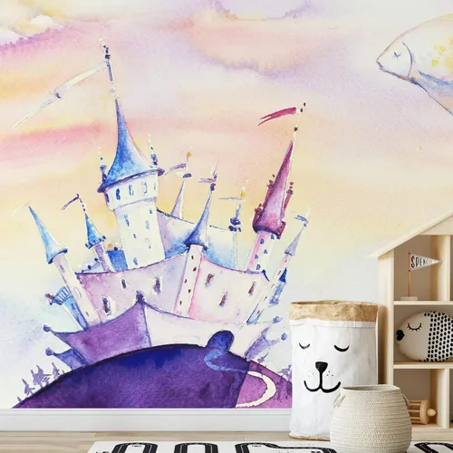 Miniatura 38 de IDEA4WALL Adhesivo mural removible para pared, cielo azul, castillo mágico místico, fantasía y ciencia ficción, arquitectura, fotografía, arte