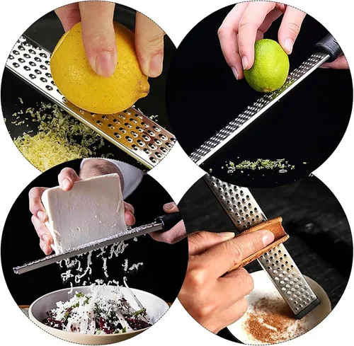 Miniatura 4 de Rallador de queso, 10 pulgadas x 1 pulgada de acero inoxidable con mango de goma para verduras, queso, frutas y limón (9.8 in)
