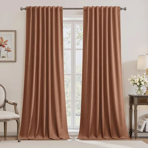 Miniatura 39 de UHITECH Cortinas cortas de lino de 24 pulgadas de largo para ventanas pequeñas de granja, cortinas opacas modernas para sala de estar, pestañas