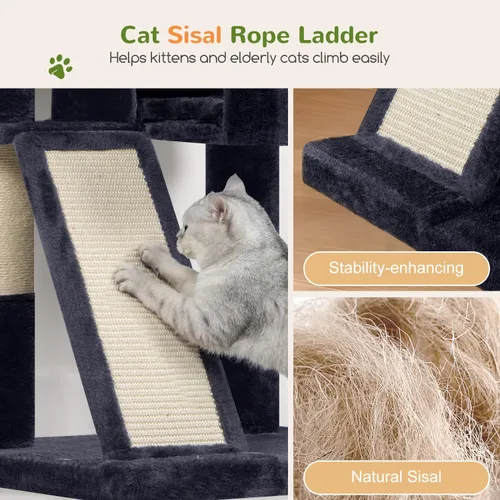 Miniatura 5 de Globlazer Árbol grande para gatos, torre de escalada para gatos de 72 pulgadas de alto para gatos adultos grandes, muebles de varios niveles con 2