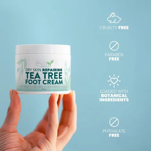 Miniatura 7 de Eva Naturals Crema de pies de árbol de té – Loción hidratante para pies y bálsamo para talones y pies secos y agrietados con menta, mentol, menta