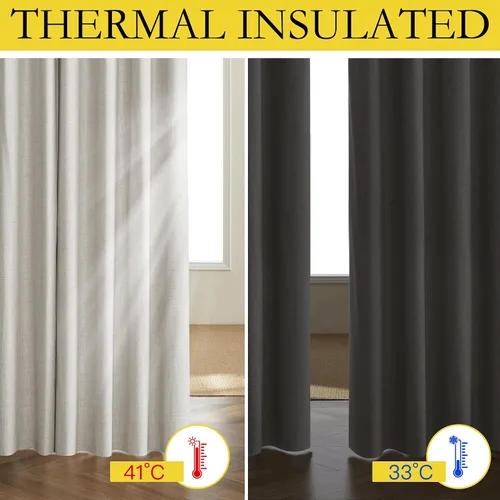 Miniatura 7 de NICETOWN Cortinas 100% opacas de 63 pulgadas de largo, 2 paneles de cortinas cortas con aislamiento térmico con forro para dormitorio, cortinas