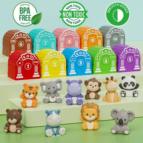 Miniatura 5 de Juguete de aprendizaje para niños pequeños de 1, 2, 3 años, juguetes sensoriales educativos Montessori para contar, combinar y clasificar, 10