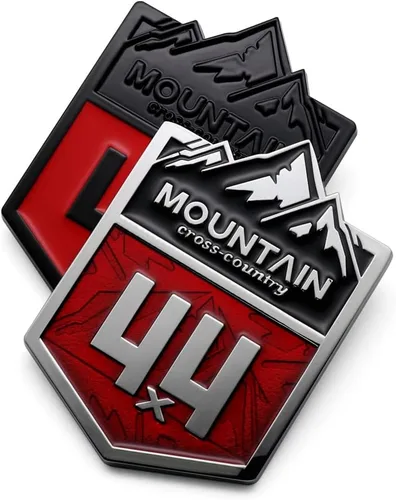 Miniatura 4 de 1 calcomanía de metal de montaña 4 x 4 para automóvil de campo traviesa, para carreras todoterreno (color negro y rojo)