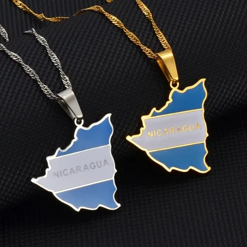 Miniatura 4 de Nicaragua - Accesorios de joyería para mujeres, hombres, niños, niñas, con colgante de bandera de mapa de Nicaragua, collares para mujeres, dijes